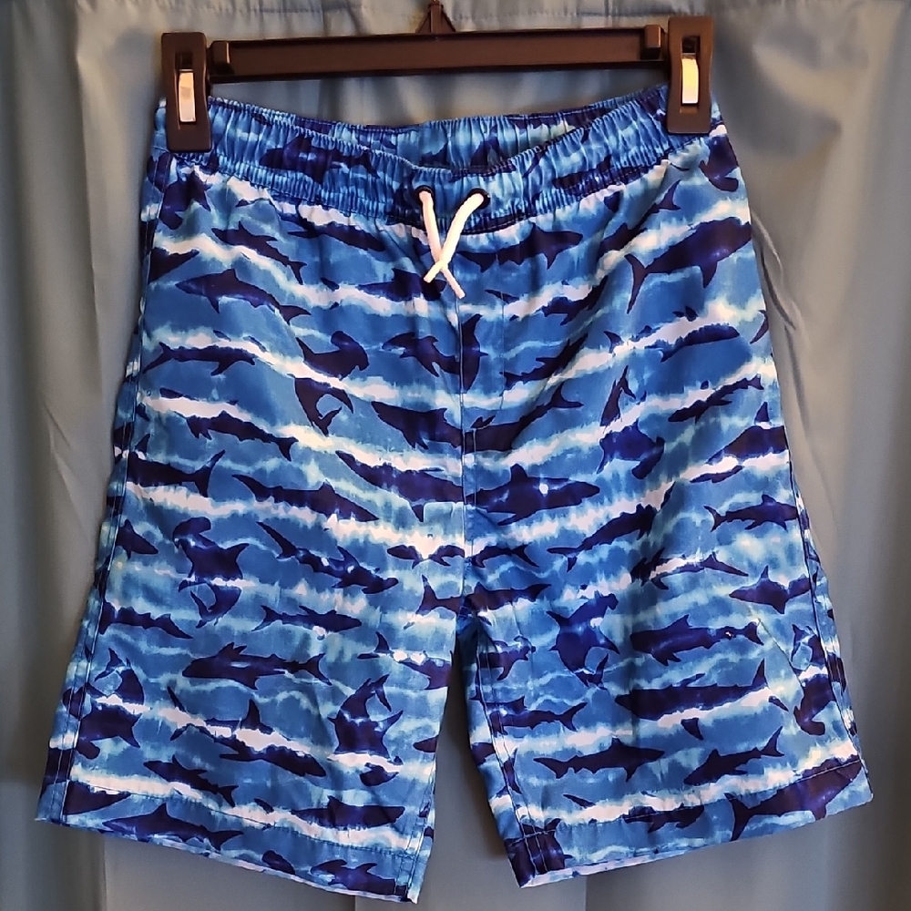 B1G1! Blue and White Wavy Board Shorts / Swim Trunks